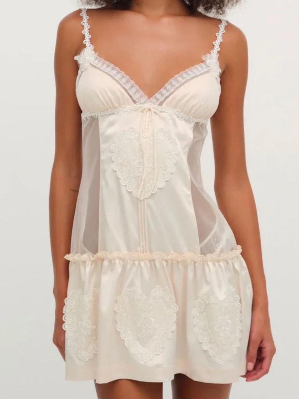 For Love & Lemons Vintage Embroidery Cream Slip